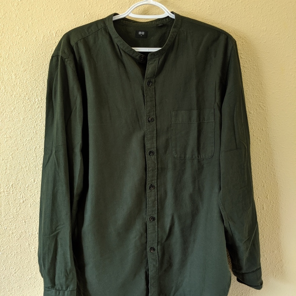 Mandarin collar dress shirt